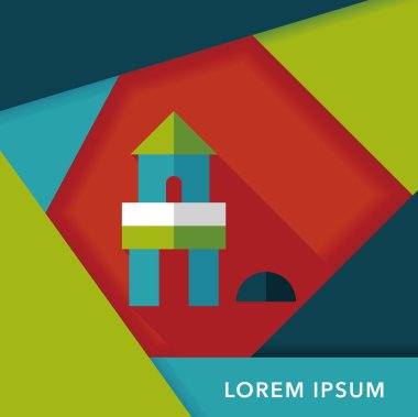 tuğla ev düz simgesi ile uzun gölge, eps10