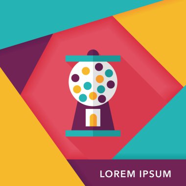 Sakız top makine düz simgesiyle uzun gölge, eps10