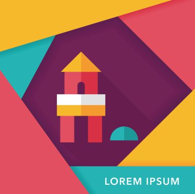 tuğla ev düz simgesi ile uzun gölge, eps10