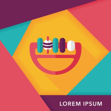 Bebek çıngırağı düz simgesi ile uzun gölge, eps10