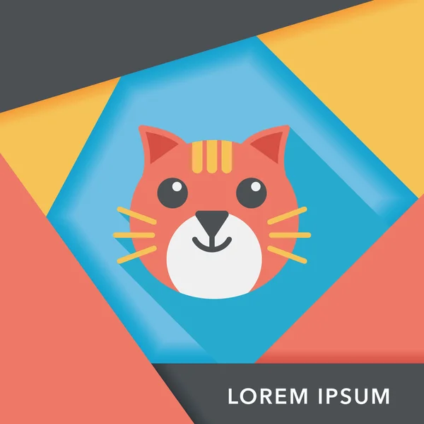 Pet cat flat icon with long shadow, eps10 — стоковый вектор