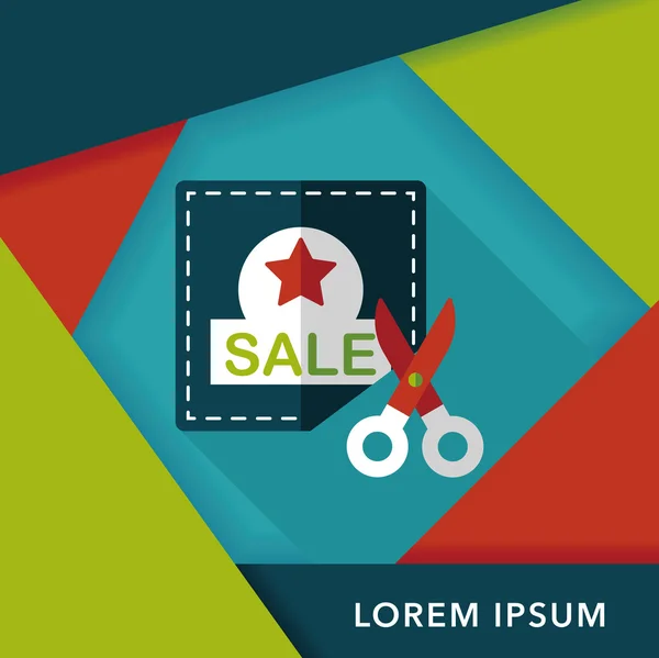 Shopping sale coupon flat icon with long shadow, eps10 — Vetor de Stock