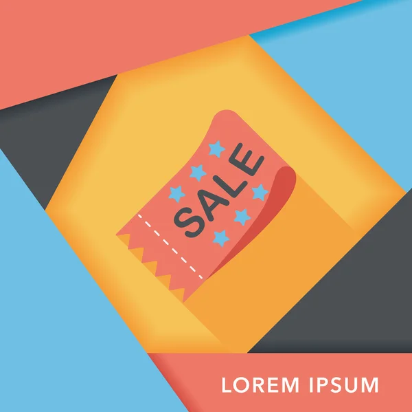 Shopping sale coupon flat icon with long shadow, eps10 — Vetor de Stock