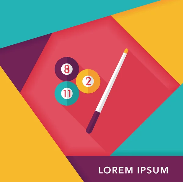 Більярд плоский значок з довгою тінь, тримається10 — стоковий вектор