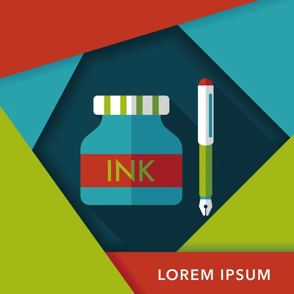 Pen- en Inkthulpprogramma fles platte pictogram met lange schaduw, eps10 — Stockvector