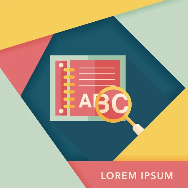 Пошук Словник книг плоский значок з довгою тінь, триває 10 — стоковий вектор