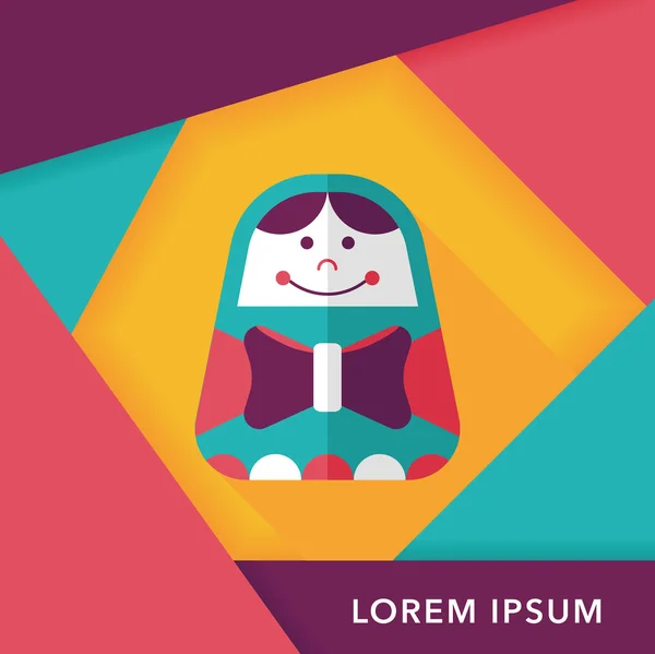 Russian Doll flat icon with long shadow, eps 10 — стоковый вектор