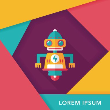 Robot kavramı uzun gölge, eps10 düz simgesiyle