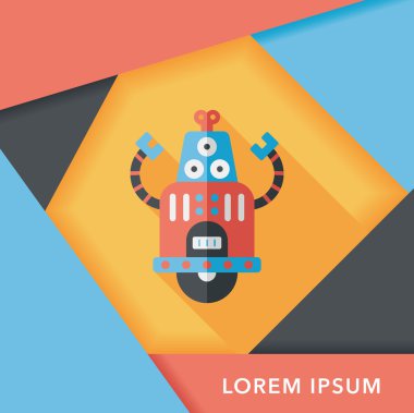 Robot kavramı uzun gölge, eps10 düz simgesiyle