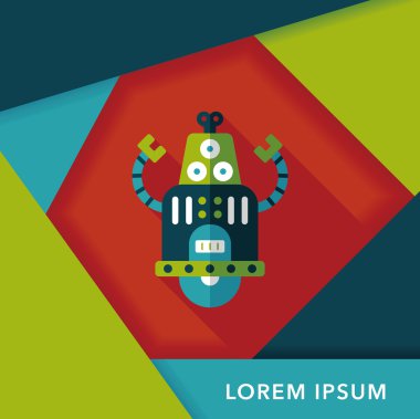 Robot kavramı uzun gölge, eps10 düz simgesiyle