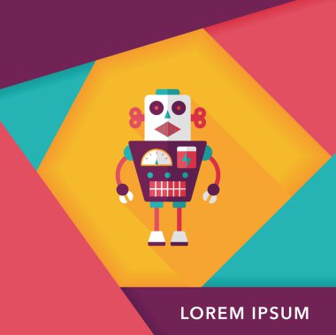 Robot kavramı uzun gölge, eps10 düz simgesiyle