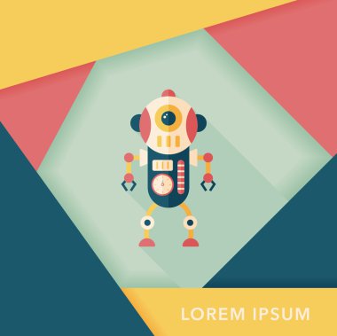 Robot kavramı uzun gölge, eps10 düz simgesiyle