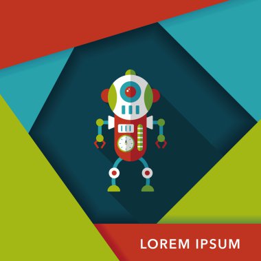 Robot kavramı uzun gölge, eps10 düz simgesiyle