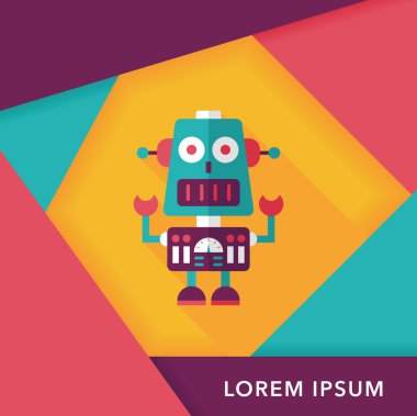 Robot kavramı uzun gölge, eps10 düz simgesiyle