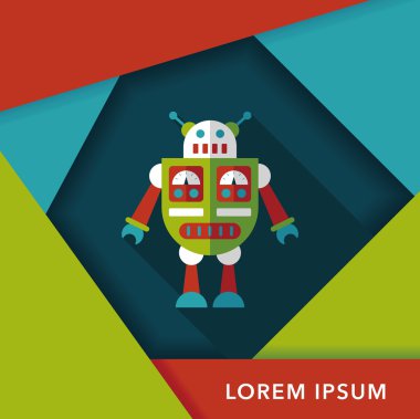 Robot kavramı uzun gölge, eps10 düz simgesiyle