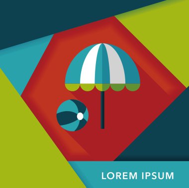 plaj şemsiyesi uzun gölge, eps10 ile topu düz simgesiyle