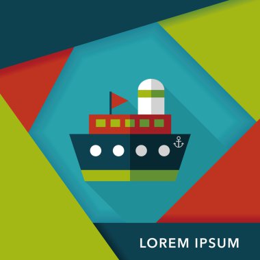 Gemi Tekne uzun gölge, eps10 düz simgesiyle