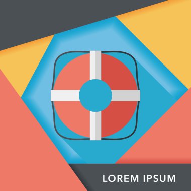 Lifebuoy uzun gölge, eps10 düz simgesiyle