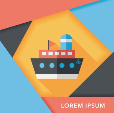 Gemi Tekne uzun gölge, eps10 düz simgesiyle
