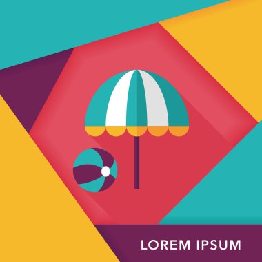 plaj şemsiyesi uzun gölge, eps10 ile topu düz simgesiyle