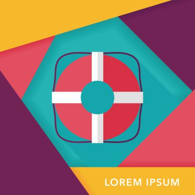 Lifebuoy uzun gölge, eps10 düz simgesiyle