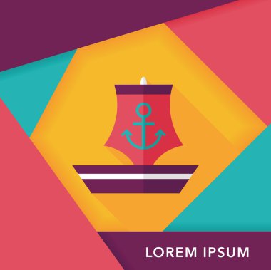 yelkenli ile uzun gölge, eps10 düz simgesi