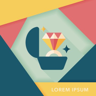 Elmas yüzük düz simgesi ile uzun gölge, eps10 teklif