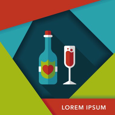 düğün şampanyası uzun gölgeli düz ikon, eps10