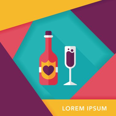 düğün şampanyası uzun gölgeli düz ikon, eps10