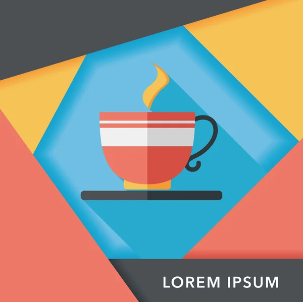 Kaffee-Flach-Ikone mit langem Schatten, Eps10 — Stockvektor