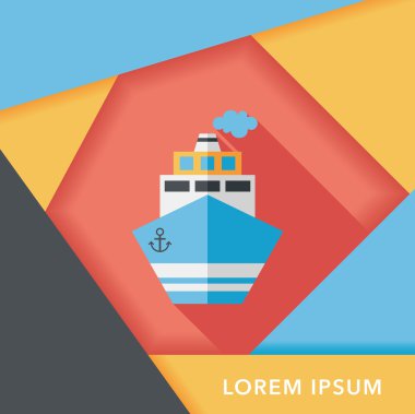 Uzun Gölge, eps10 ile ulaşım gemi düz simgesi