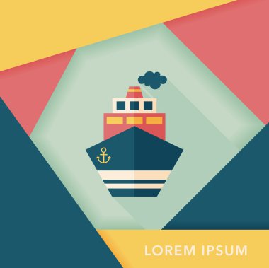Uzun Gölge, eps10 ile ulaşım gemi düz simgesi