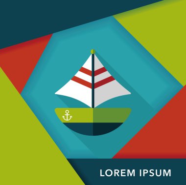 Uzun Gölge, eps10 ile ulaşım yelkenli düz simgesi