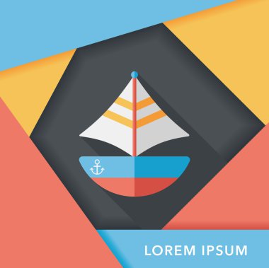 Uzun Gölge, eps10 ile ulaşım yelkenli düz simgesi