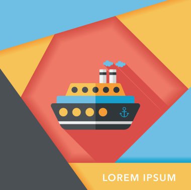 Uzun Gölge, eps10 ile ulaşım feribot düz simgesi