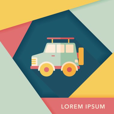 Uzun gölge ile ulaşım Spor Utility araç düz simgesi