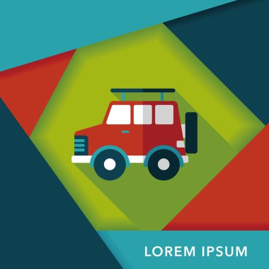 Uzun gölge ile ulaşım Spor Utility araç düz simgesi