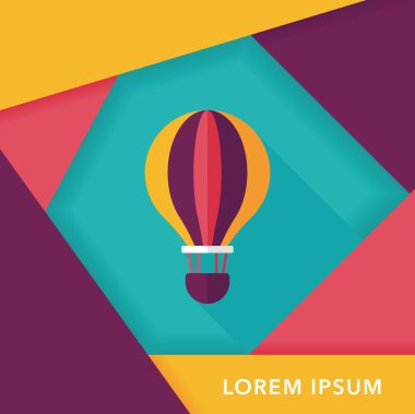Uzun Gölge, eps10 ile ulaşım sıcak hava balon düz simgesi