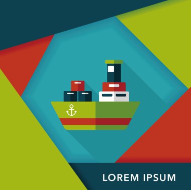 Uzun Gölge, eps10 ile nakliye konteyner gemisi düz simgesi