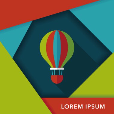 Uzun Gölge, eps10 ile ulaşım sıcak hava balon düz simgesi