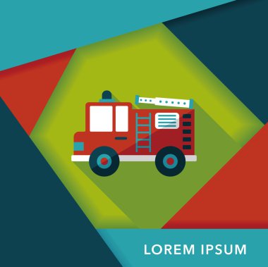 Uzun Gölge, eps10 ile ulaşım yangın kamyon düz simgesi