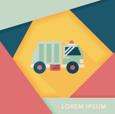 Uzun gölgeli çöp kamyonu simgesi, eps10