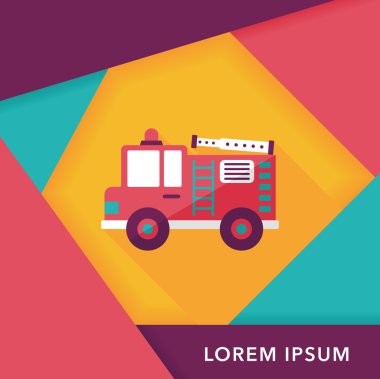 Uzun Gölge, eps10 ile ulaşım yangın kamyon düz simgesi