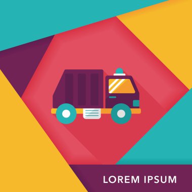 Uzun gölgeli çöp kamyonu simgesi, eps10