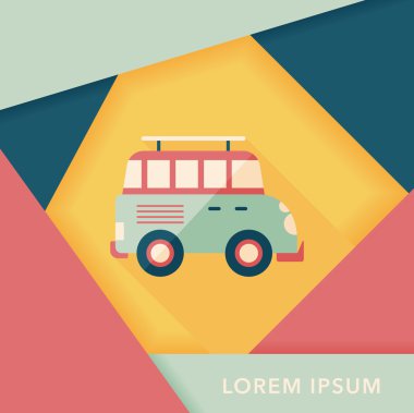 Uzun gölge ile ulaşım Spor Utility araç düz simgesi