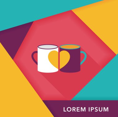 Uzun Gölge, eps10 ile Sevgililer günü Kupası düz simgesi