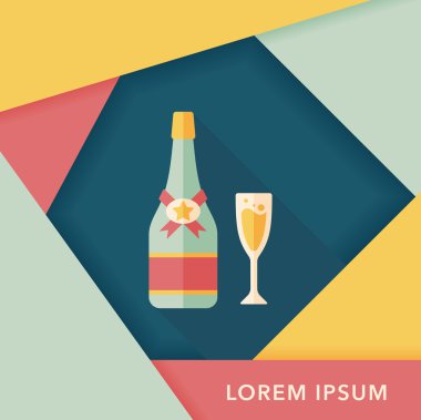 Uzun Gölge, eps10 ile Sevgililer günü şampanya düz simgesi