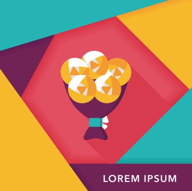 Sevgililer Günü çiçekleri uzun gölgeli düz ikon, eps10