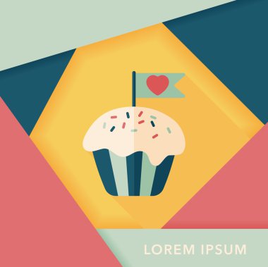 ? Uzun Gölge, eps10 ile Sevgililer günü cupcake düz simgesi?