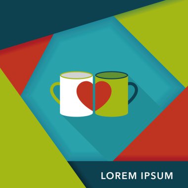 Uzun Gölge, eps10 ile Sevgililer günü Kupası düz simgesi